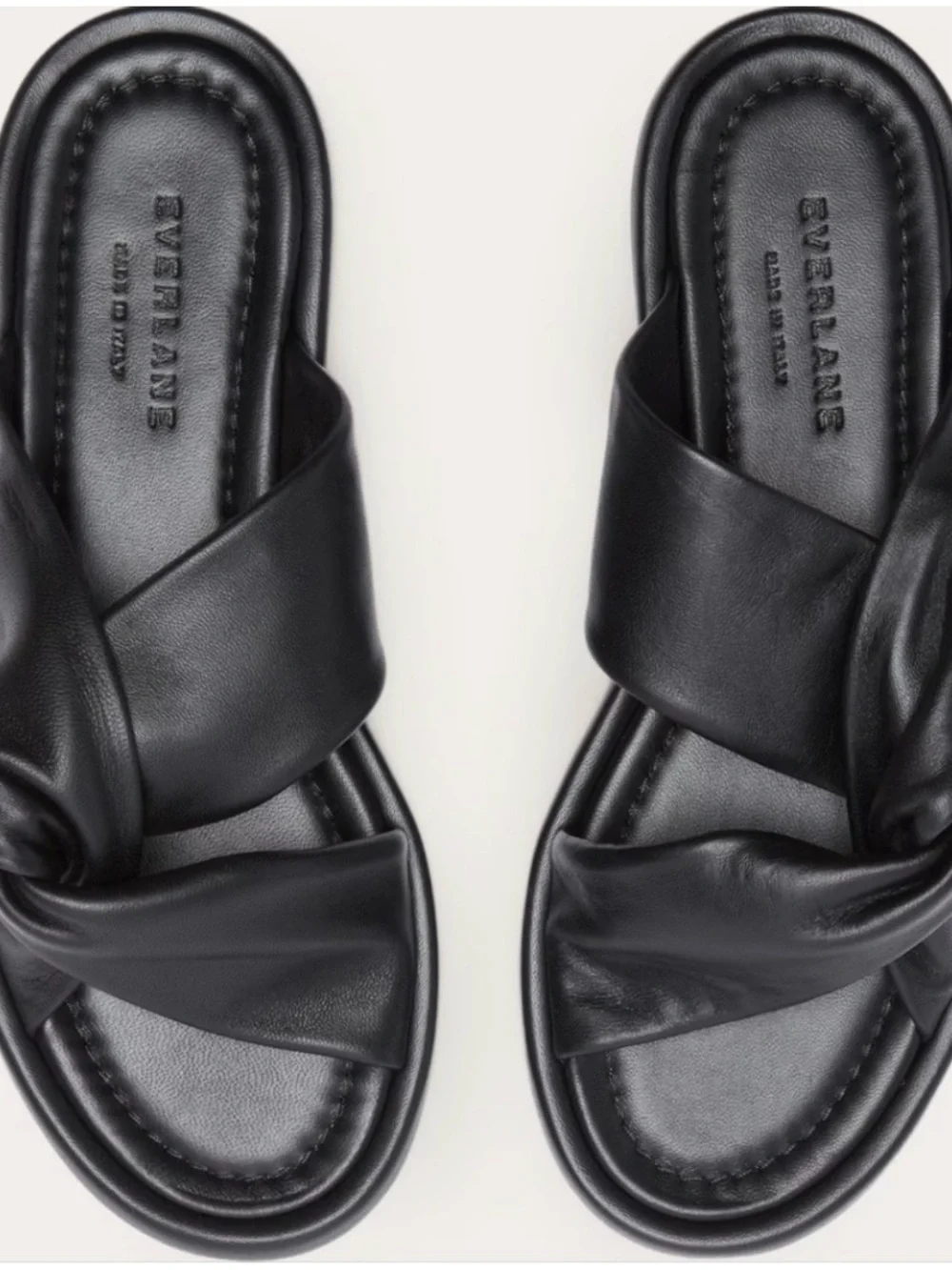 Everlane Black Twisted Leather Slide Sandals - Picture 2 of 5